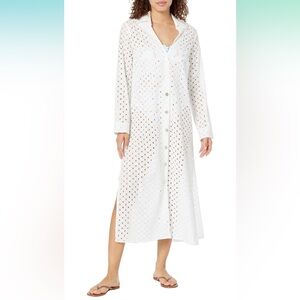 Show Me Your Mumu Women’s Medium White Eyelet Button Down Midi Dress Dayton